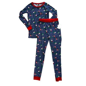 Jaclyn Intimates Blue Christmas Gnome Holiday Pjs L
